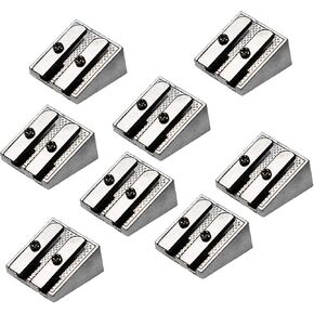 Pencil Sharpener Metal Blade 2 Holes Sharpeners,Rectangular Dual Hole Sharpeners,Hand-held Metal Sharpeners for Colored Graphite Pencils Crayons Jumbo,Pack of 8,Silver