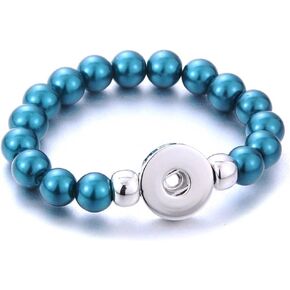 Choose a Color | Snap Jewelry Stretch Bead Ginger Charm Bracelet 6.5 inch Band Fits 18MM 20MM Women's Custom Buttons