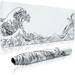 Large Gaming Mouse Pad for Desk, Black Plum Blossoms XXL Mouse Pad, 35.4x15.7 Inch, Waterproof, Non-Slip Rubber Base