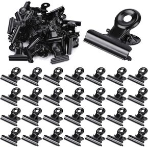 30 Pack Black Metal Bulldog Binder Clips for Food Bags Metal Hinge Clip File Clamps for Crafts, Food Bags, Drawing, Photo at Home Kitchen Office (1.25 Inch)