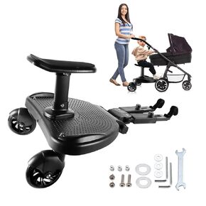 New-Universal Stroller Board, 2 in1 Sit Stroller Board-Detachable Seat Stroller Board-Stroller Board Attachment Suitable for Most Strollers, Max Load 55lbs