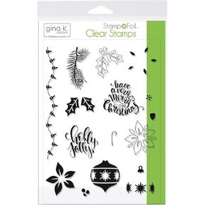 Gina K. Designs for Therm O Web StampnFoil Clear Stamps, Holly Jolly