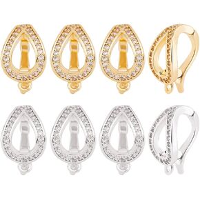 BENECREAT 8pcs 2 Colors Necklace Shortener Enhancer Clasp, Cubic Zirconia Diamond Connector Openable Lock Extender for 8mm (0.31 Inch) Pearl Gemstone Bead Jewelry Making