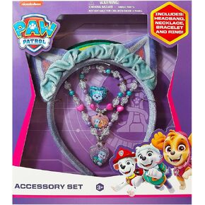 LUV HER Licensed PAW PATROL Headbands for Girls - Kids Jewelry - Dress Up Set All in one Giftable Box - Headband - Play Jewelry Set - 4pc (Toddler Headband, Necklace, Dress Up Bracelet, Ring) Ages 6