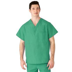 Medline AngelStat Unisex Reversible V-Neck Scrub Top, 2 Pockets, Jade, Size X-Large