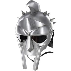 THOR INSTRUMENTS Medieval Functional Helmet of the Spaniard Maximus Roman Gladiator Armor Helmet Silver Rustic Vintage Home Decor Gifts