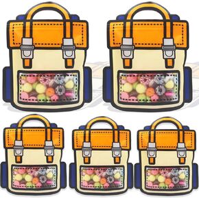 30 Pack Cartoon Backpack Goodie Bags Clear Gift Candy Bags with Handle Small Plastic Ziplock Seal Bags Smell Proof Resealable Packaging Storage Bags Candy Bag Party Favor Birthday Bags(Mixcolor)