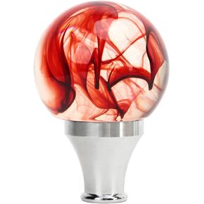 Akozon JDM Shift Knob with 3 Adapters Round Ball Shape for Manual or Automatic Vehicles (Red)
