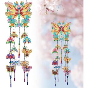 Refredie Diamond Painting Wind Chimes-Diamond Art Suncatchers-DIY Double Sided 5D Diamond Art Painting Wind Chimes Kits-DIY Crystal Wind Chimes-Garden Decor-Relaxing Gifts