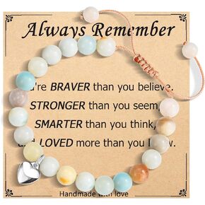Gifts for Women Heart Beaded Bracelets for Daughter, Granddaughter, Bonus Daughter, Sister Birthday Christmas New Years Gifts