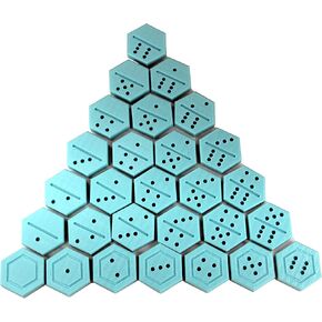 Hexagon Domino Set - Handmade - Double 6-28 Tiles - 1.5 Inches- with Travel Bag - Sky Blue Color