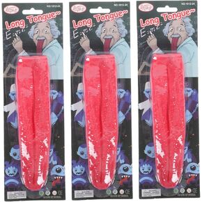 Amosfun 3pcs Artificial Red Long Tongue Party Cosplay Props Halloween Haunted House Party Supplies