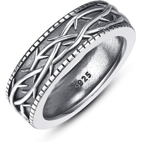 ADMETUS 925 Sterling Silver Crown of Thorns Rings Jesus Thorn Crown Band Rings for Men Thorn Ring Jewelry Gifts for Men Rings Size 5-15