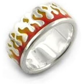 Pyro Firefighter's Ring of Flames Sterling Silver Burning Fire Band(Sizes 4,5,6,7,8,9,10,11,12,13,14,15)