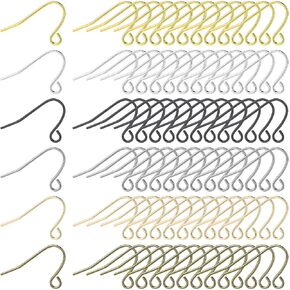 1200pcs Earring Hooks for Jewelry Making French Earring Hooks French Ear Wires Hypoallergenic Fish French Hook for DIY Craft Earring Making (6 Colors)