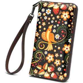 Womens Wallet RFID Credit Card Holder Travel Leather Zipper Wallets for Women Rabbit