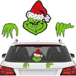 Christmas Car Decorations, 14.9" Christmas Peeking Car Decals Waterproof PVC Rear Windshield Stickers for Holiday Xmas Car Accessories (Style 1)