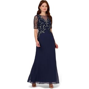 Adrianna Papell Women's Beaded Chiffon Long Dress