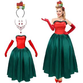 5 Pieces Adult May Cosplay Costume Set Anime Christmas Dress Gloves Outfit for Women Halloween Christmas Costume