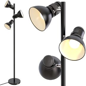 3 Light Floor Lamp Standing Lamp for Living Room, Bedroom, Office - Adjustable Modern Tree Floor Lamps, 60W Bright Spotlight Lighting - Rotating Swivel Corner Light for Reading, Black
