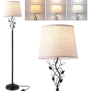 Sheeta 65’’ Floor Lamps for Living Room with 3 Color Temperatures LED Bulb, Standing Lamp Tall Farmhouse Floor Lamp with Rustic Leaf Design, Tall Lamps for Living Room Bedroom Office Reading, Black