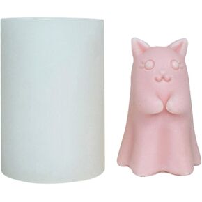 3D Cat Ghost Candle Mold, Cute Ghost Silicone Mold for Fondant, Soap, Epoxy Resin, Polymer Clay, Plaster Ornament, DIY Crafts