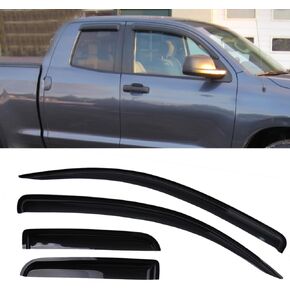 Smoke Tinted Window Sun Rain Visors Vent Guard Deflector Shade Compatible with Toyota Tundra Double Cab 2007-2021