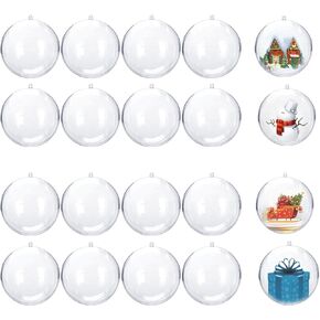 20 PCS Clear Fillable Ornaments Ball,DIY Plastic Christmas Tree Decorations Balls,3.15in/80mm Plastic Balls for Gifts for Christmas,Wedding,Party,Home Decor