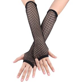Forbidden Road Fishnet Gloves Fingerless 80s Punk Black Fishnet Sleeves Mesh