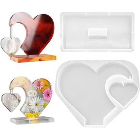 3D Heart Photo Frame Resin Moulds Set, Love Shape Picture Frames Silicone Molds, Epoxy Casting Mould for Birthday, Anniversary, Father's Day