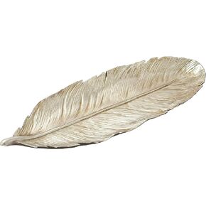 Deco 79 Polystone Bird Feather Decorative Bowl, 26" x 9" x 2", Silver