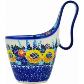 Polish Pottery 6½-inch Bowl with Handles (Autumn Wind Theme) Signature UNIKAT + Certificate of Authenticity
