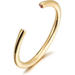 CIUNOFOR Gold Bangle Bracelets For Women Italy Style Trillion Red Quartz Adjustable Women and Men Cuff Bangle Best Gift (Red)