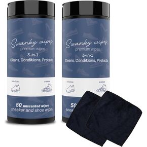 Swanky Shoe Cleaner Wipes - Leather and Sneaker Cleaner, Removes Dirt, Grime and Stains, Quick & Easy Shoe Sole and Boot Cleaning Wipes, Essential Shoe Cleaning Supplies - Canister, 100 Count in Saudi Arabia