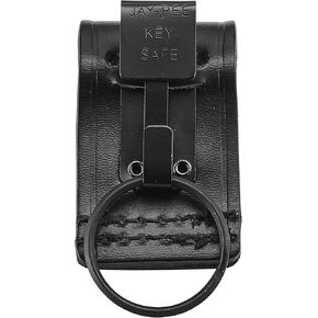 Metal Key Ring Holder on Leather Belt Loop Mount Slide-On fits up to 2.25" wide Duty Belts Black Hardware