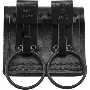 Metal Key Ring Holder on Leather Belt Loop Mount Slide-On fits up to 2.25" wide Duty Belts Black Hardware