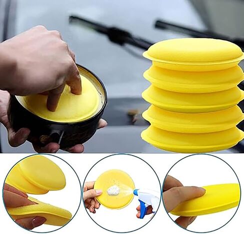 GSHLLO 24 Pcs Car Polishing Sponge Pads Soft Foam Applicator Pads Round Wax Applicator Sponge Vehicle Polish Pads Auto Cleaning Pads Car Glass Cleaner Sponge in Saudi Arabia