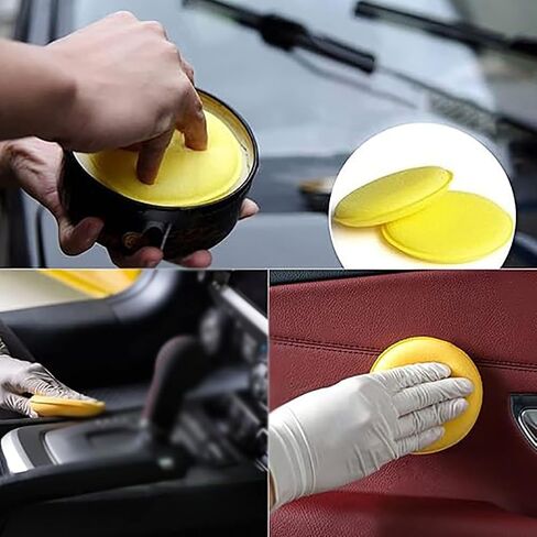 GSHLLO 24 Pcs Car Polishing Sponge Pads Soft Foam Applicator Pads Round Wax Applicator Sponge Vehicle Polish Pads Auto Cleaning Pads Car Glass Cleaner Sponge in Saudi Arabia