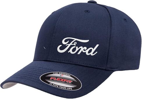 Ford Motor Co Script Logo New Side Panel Fully Embroidered Flexfit 6277 Athletic Baseball Fitted Hat Cap in Kuwait