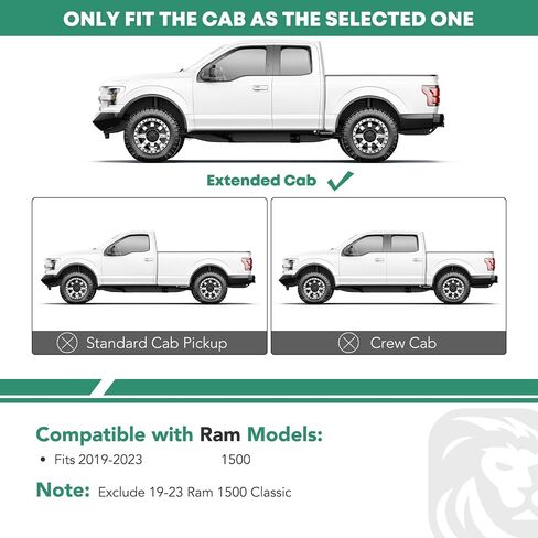 YHTAUTO 5 Inch Running Boards Side Steps Compatible with 2019-2025 Ram 1500(Excl. Ram 1500 Classic), Extended/Quad Cab, Oval Bent Ends Stainless Steel Polished Chrome, Truck Cab Side Step Rails in Saudi Arabia