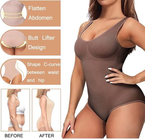 HANERDUN Body Shaper for Women Tummy Control Shapewear Bodysuit Tank Tops Seamless Vest Full Shapewear for Women in Saudi Arabia