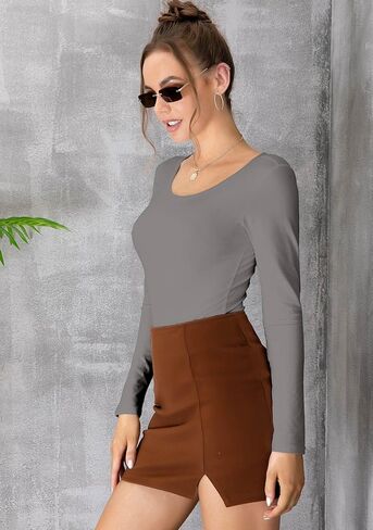 بدلة نسائية من MANGDIUP برقبة دائرية وأكمام طويلة - بذلة من القطن المطاطي، مريحة للارتداء اليومي in Kuwait