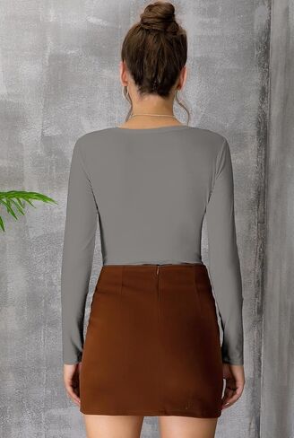 بدلة نسائية من MANGDIUP برقبة دائرية وأكمام طويلة - بذلة من القطن المطاطي، مريحة للارتداء اليومي in Kuwait