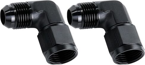 2PCS -3 AN Male to Female 90 Degree Elbow Swivel Hose Fitting Adapter Aluminum Black in Saudi Arabia