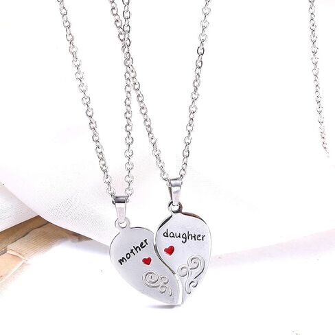 Anlive Mother Daughter Half Heart Necklaces Friendship Jewelry for Her in Kuwait
