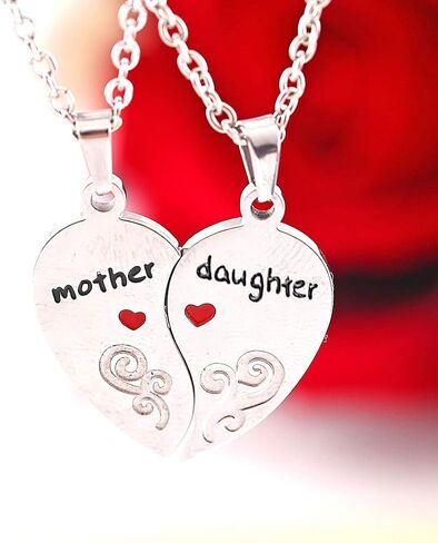 Anlive Mother Daughter Half Heart Necklaces Friendship Jewelry for Her in Kuwait