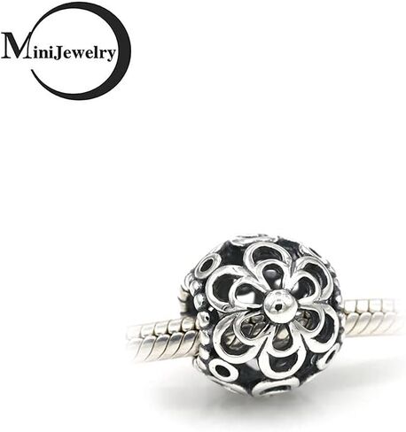 MiniJewelry Daisy Flower Bead Charm fits Pandora Moments Bracelets Women Sterling Silver Birthday Christmas S925 in Kuwait