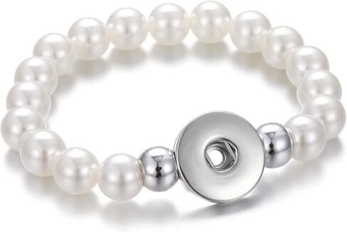 Choose a Color | Snap Jewelry Stretch Bead Ginger Charm Bracelet 6.5 inch Band Fits 18MM 20MM Women's Custom Buttons in Saudi Arabia
