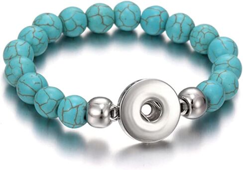 Choose a Color | Snap Jewelry Stretch Bead Ginger Charm Bracelet 6.5 inch Band Fits 18MM 20MM Women's Custom Buttons in Saudi Arabia