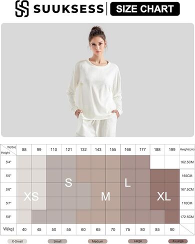 SUUKSESS Women Ribbed Lounge Sets Long Sleeve Pajama Two Piece Sets with Pockets in Saudi Arabia